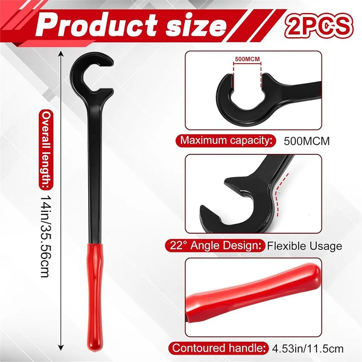 Cable Bender Electrical Wire Bending Tool 2 Pack, 14 Inch, Angled Head for Up to 500 Cables