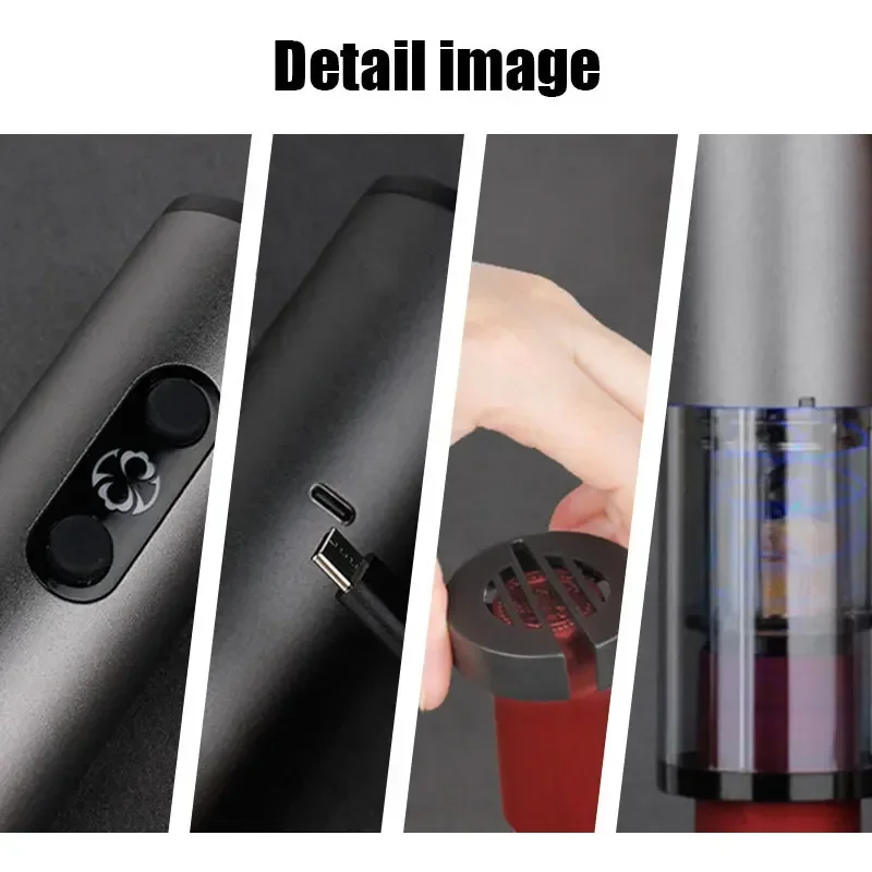 فتاحة النبيذ الكهربائية التلقائي USB قابلة للشحن المفتاح مع قاطع احباط مجموعة فتاحات جرة الزجاجات المعدنية لأدوات بار المطبخ هدية