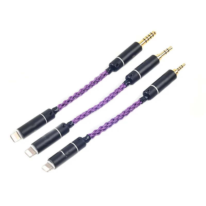 OKCSC HiFi Adapter for iPhone lighting Male Plug 2.5mm 4.4mm balanced Dad Jack 3.5mm Audio 8 Shares Single Copper Silver