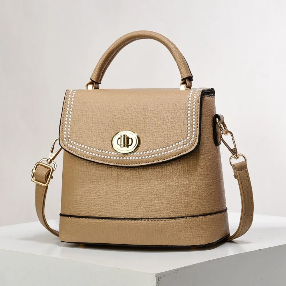 

Elegant Superior PU Handbag Large Capacity Anti-splash Water Texture Square Bag Portable Macaroon Color Lady Shoulder Bag Party