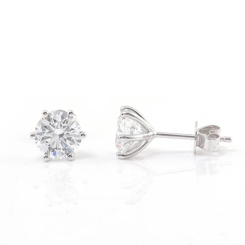 

Provence 925 Silver 6 Pongs Solitaire Stud Earrings 6.5mm Def Round Moissanites GRA Cert Classic Design For Women Men Daily Wear
