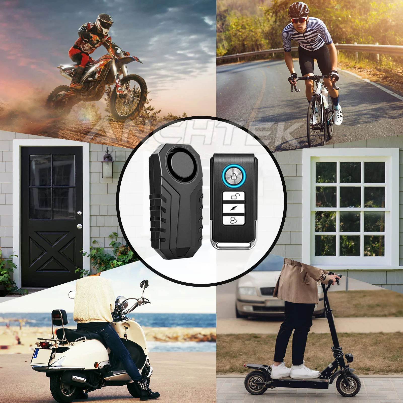 Anchtek Waterproof Motorcycle Bike Anti-Theft Alarm Wireless Remote Control Bicycle Security Alarm 113dB Electric Car Alarm