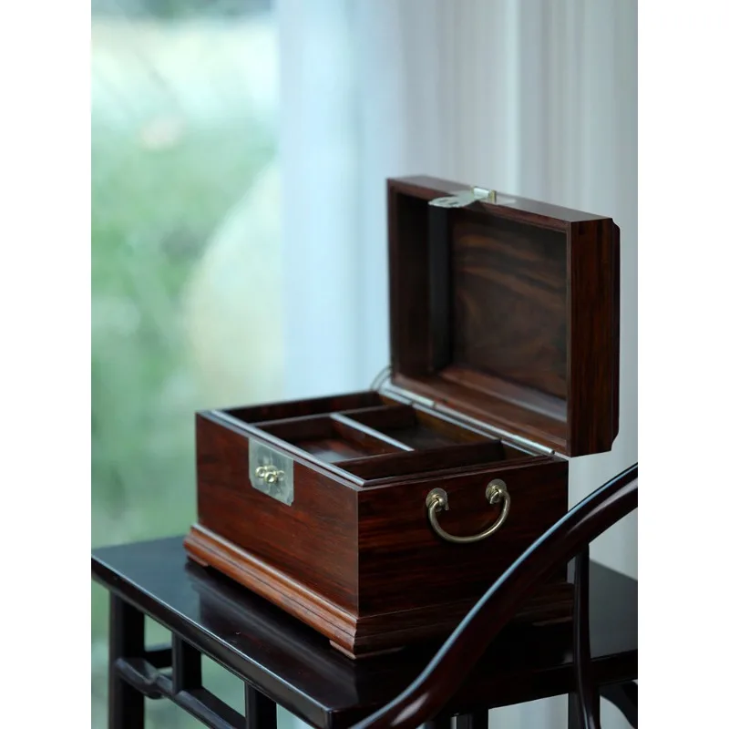Wooden official suitcase Chinese high-end solid wood retro jewelry jade mahogany jewelry box storage box