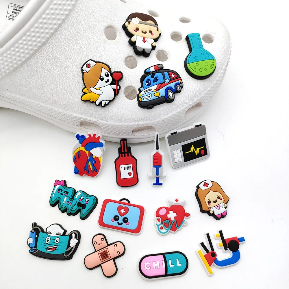 Hot Sales 1pcs Doctor Nurse Shoe Charms for Crocs Accessories Pin Adult Christmas Birthday Party Favors Gifts