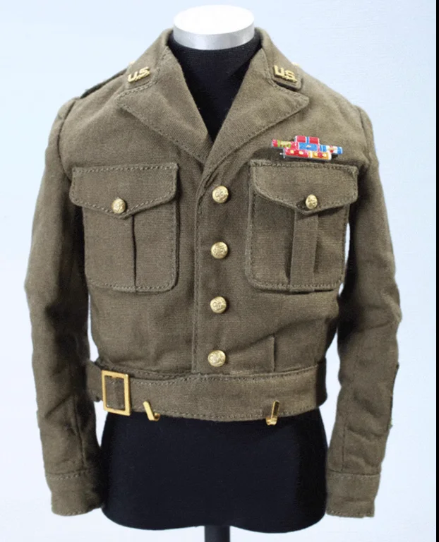 DID A80164 1/6 soldado Segunda Guerra Mundial ejército de EE. UU. General George W. Barton uniforme abrigo insignias