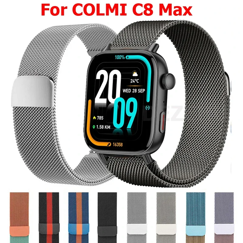 22MM Milanese Loop Band For COLMI C8 Max Strap Magnetic Stainless Steel Metal Bracelet For COLMI C8 Max C81 C63 P60 P71 P68 M42
