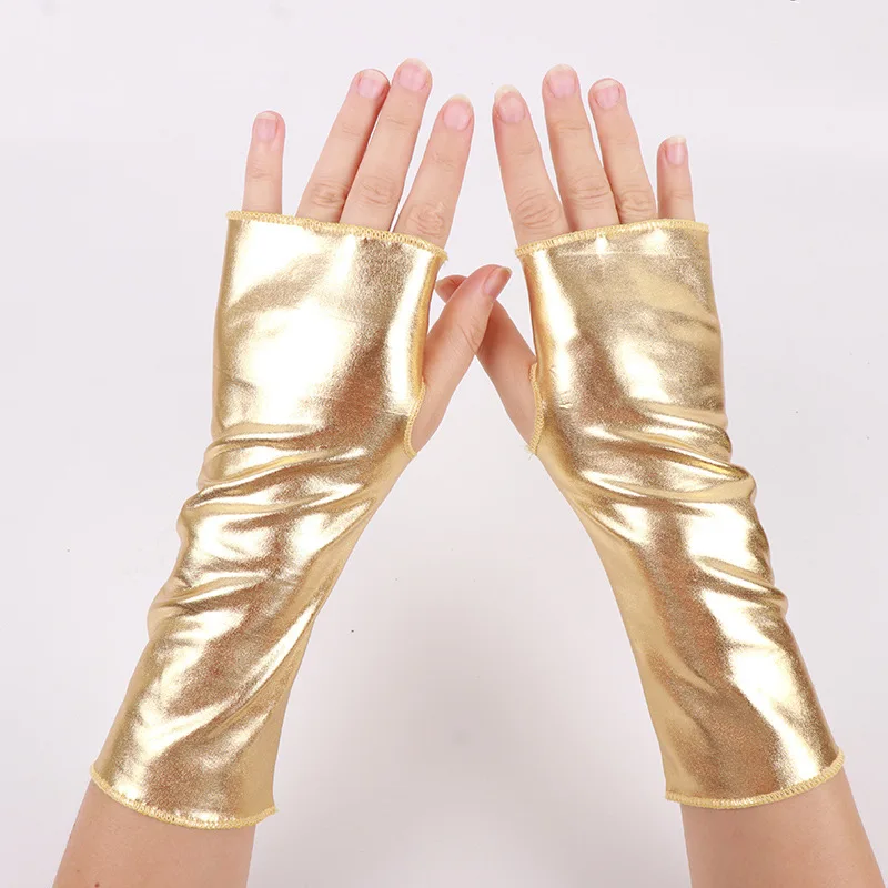 Frauen 23CM Patent Leder Cosplay Gothic Stil Sexy Engen Nachtclub Finger Handschuhe Bühne Leistung Mode Persönlichkeit