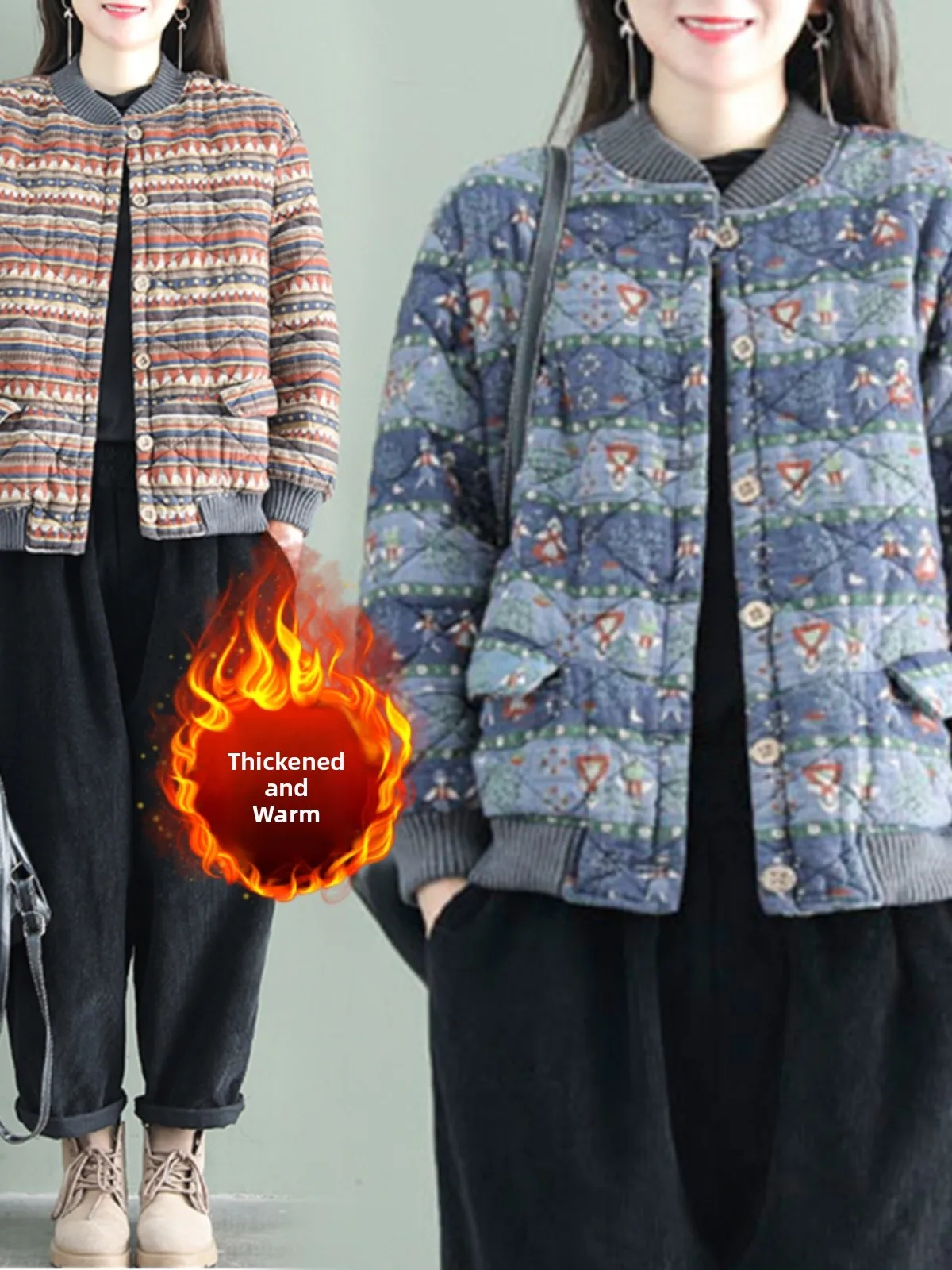 

Женская зимняя хлопковая куртка, стеганая теплая бейсбольная одежда, домашняя одежда, верхняя одежда Thiened Long Sve, круглая Ne на одной пуговице