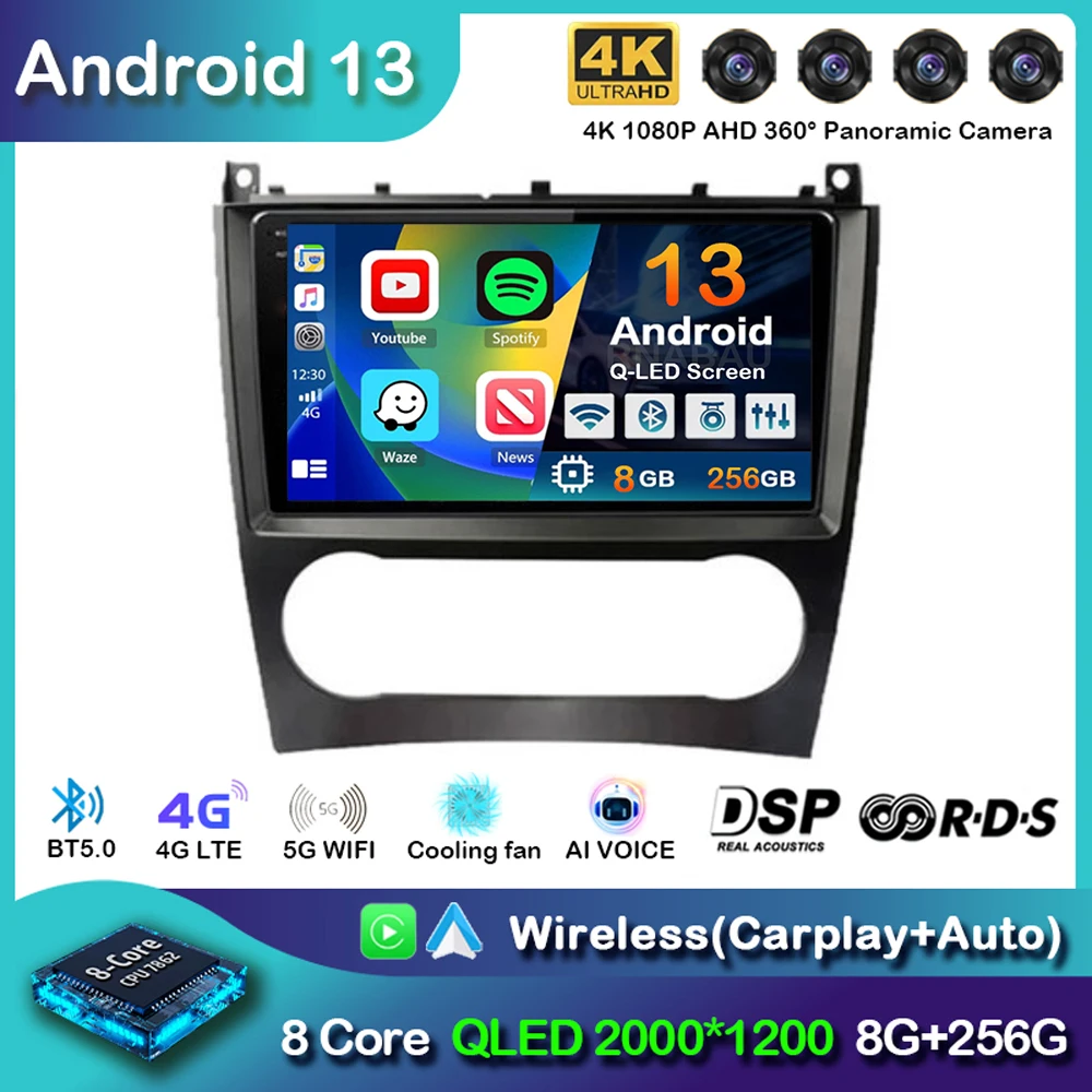 Android 13 Carplay Auto Car Radio For Benz W203 W209 C180 C200 C220 C230 Multimediale Video Player Autoradio GPS Navigation 2din