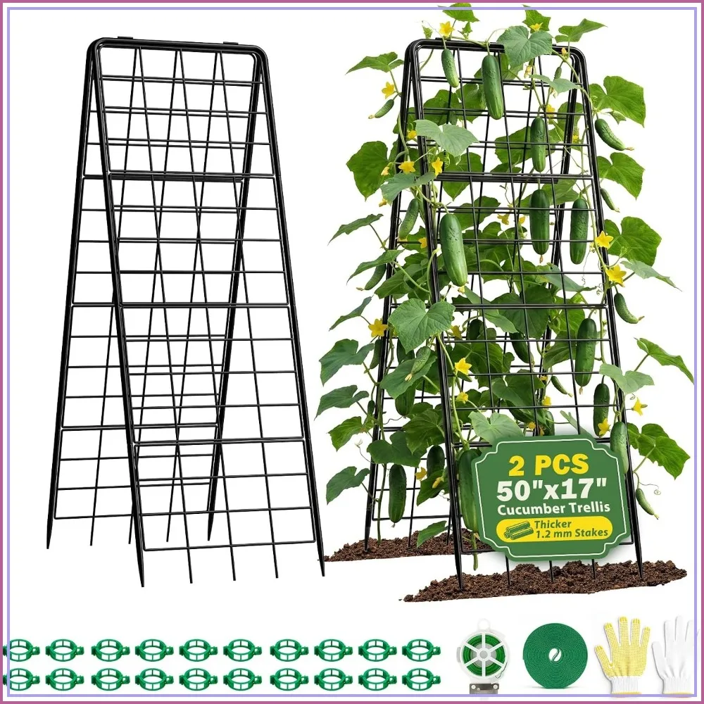 

2 Pack 50"x17" Heavy Duty A-Frame Trellis for Climbing Plants, Rust-Proof Garden Support