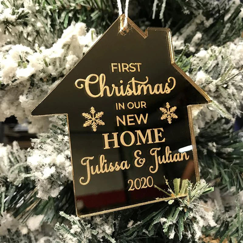 

Personalized Christmas Tree Ornaments Mirror Acrylic Christmas Ornament Laser Cut Christmas Hanging Decorations