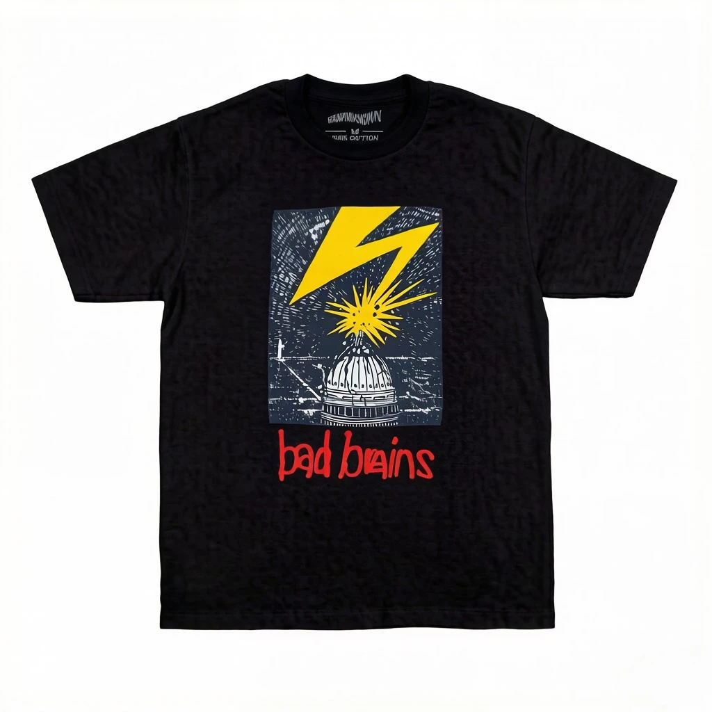 Bad Brains T-Shirt Reggae Punk Hardcore Band Black Flag Minor Threat Buzzcocks Men Summer Print Cotton Short Sleeves Shirt