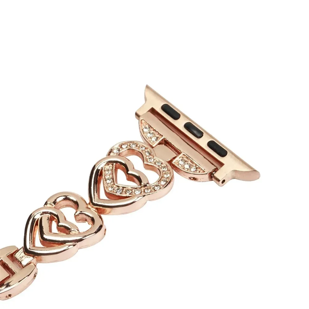 Luxury Love Heart Diamond Metal Band For Apple Watch 8 Ultra 7 6 5 SE Strap For iWatch 9 41mm 45mm 49mm 40mm 38mm 44mm Bracelet