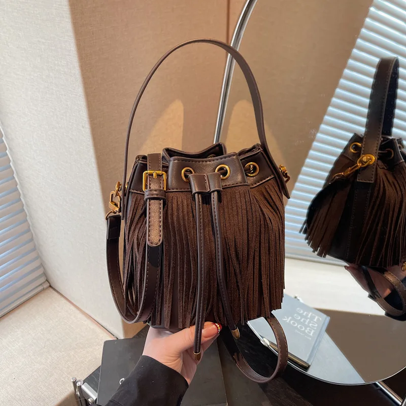 

2025 Women's Vintage Bucket Bag, Genuine Leather Multi-way Shoulder Crossbody Purse, Retro Quilted Large Capacity Handbag