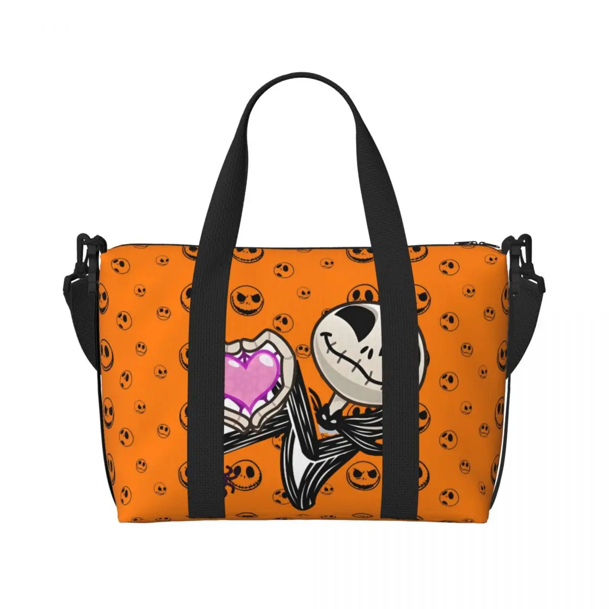 

Пляжная сумка-тоут Custom Jack S-Skellingtones для женщин, очень большая, для спортзала, для путешествий, для покупок, с принтом «Кошмар перед Рождеством»