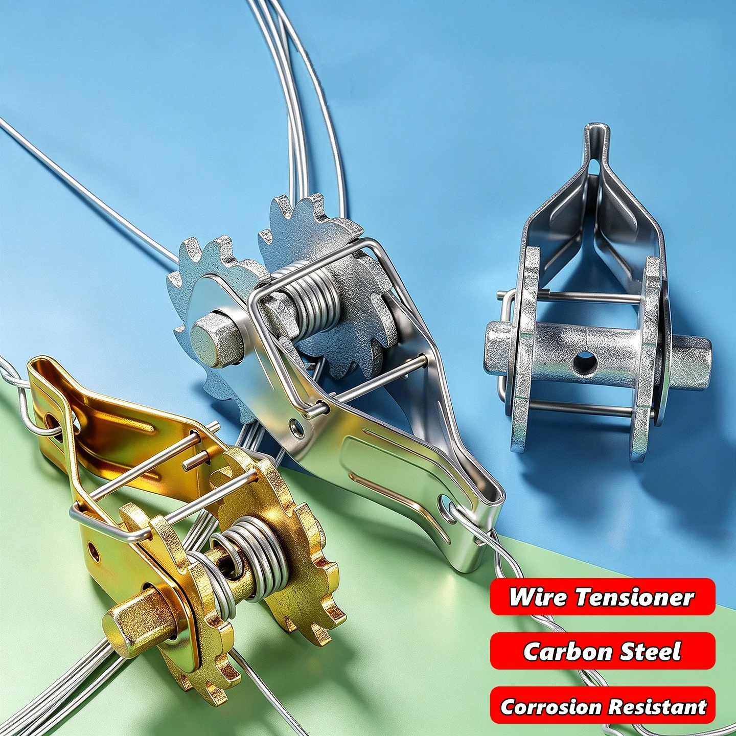 Electric Fence Wire Strainers, Inline Wire Ratchet Tensioner ,Heavy-Duty Steel Compression Clip Design, Secure Wire Tightener