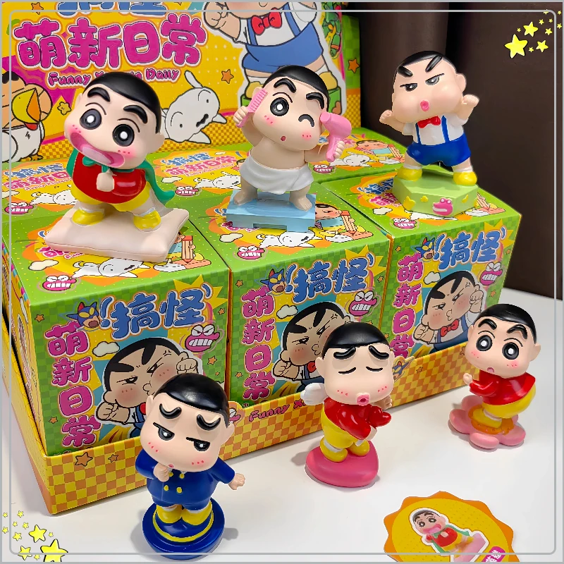 

Shin-Chan Funny And Cute Daily Blind Box Anime Action Character Statue Cartoon Figurine Desktop Decoration Collection Toys Gifts