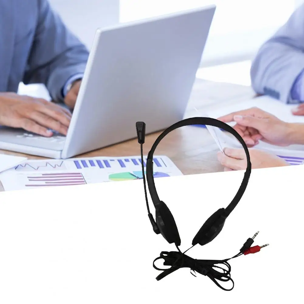 เฮดโฟนแบบมีสายคอมพิวเตอร์แล็ปท็อปขนาด3.5มม. พร้อมไมโครโฟนตัดเสียงรบกวนด้วยเครือข่ายการสอนชุดหูฟังการประชุมทางวิดีโอ