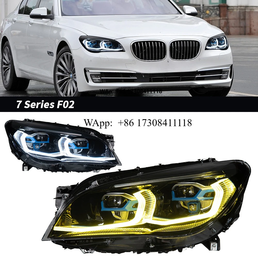 

Подходит для BMW 7 серии F02 (2013-2015) с модификацией под G12: двухцветные светодиодные линзованные фары с дневными ходовыми огнями