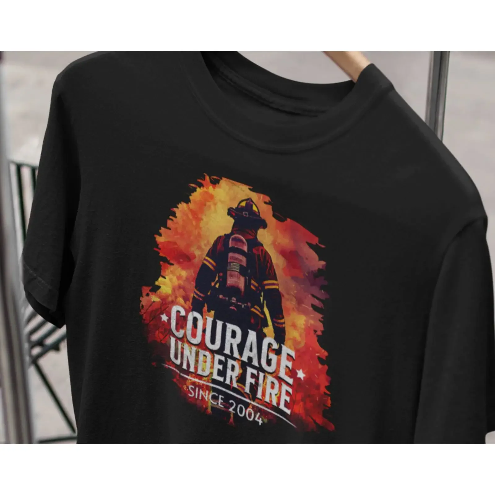 Custom Firefighter T Shirt Courage Under Fire Personalized Fireman  vintage Washed Versatile Comfortable fashion Soft homme