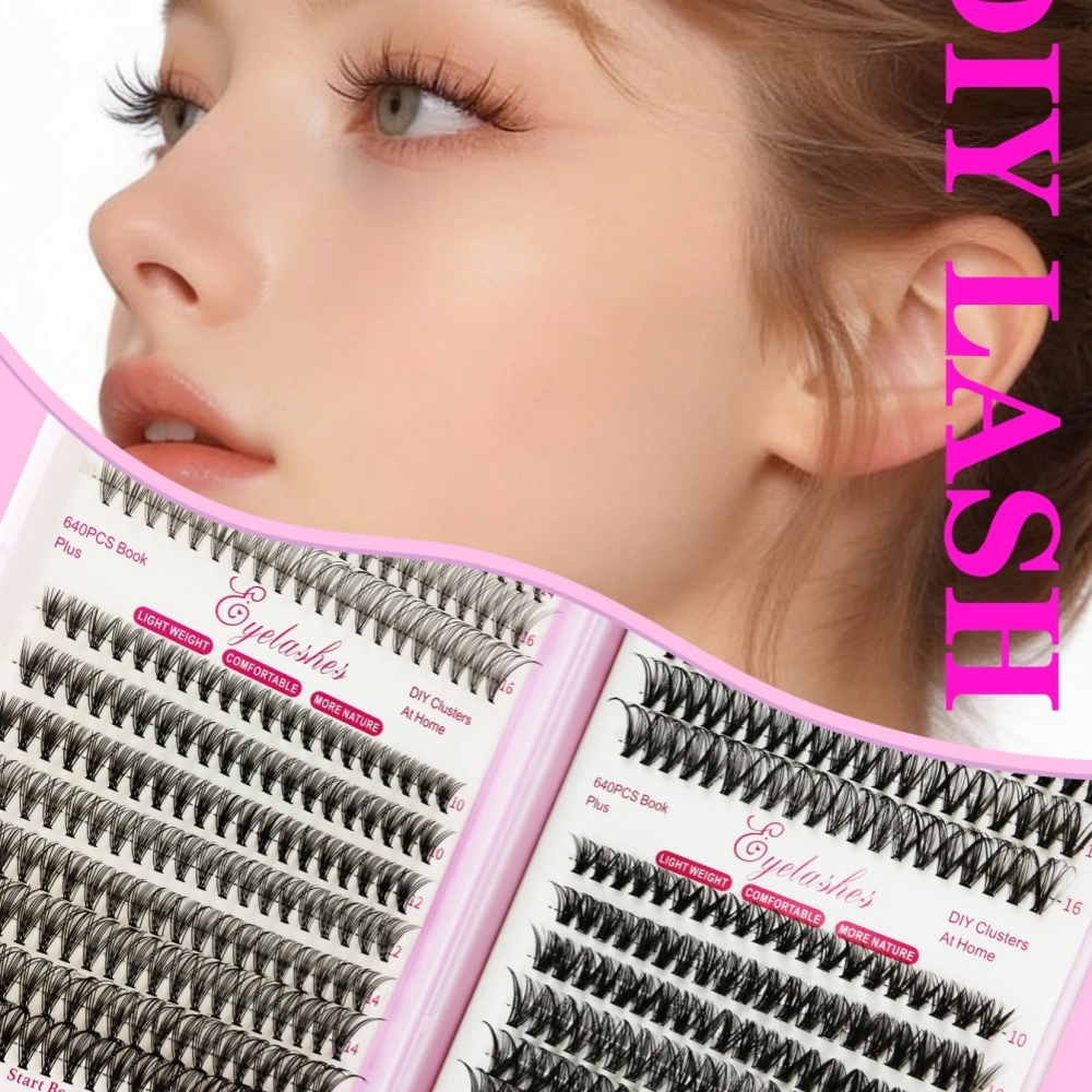 640Pcs DIY eyelash extension book - D Curl Mega personal eyelash natural style reusable false eyelashes at home