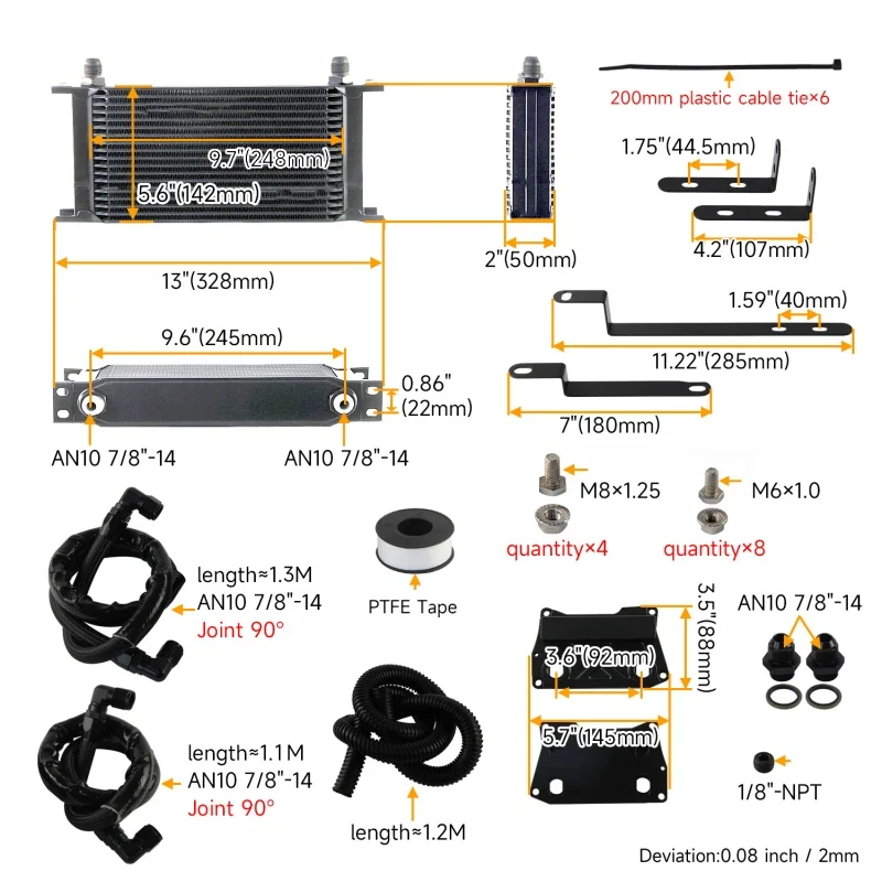 Black/Silver 19 Row AN10 Oil Cooler Filter Adapter Kit For Mercedes BENZ M278 M157 4.7L/5.5L V8 Engine Aluminum