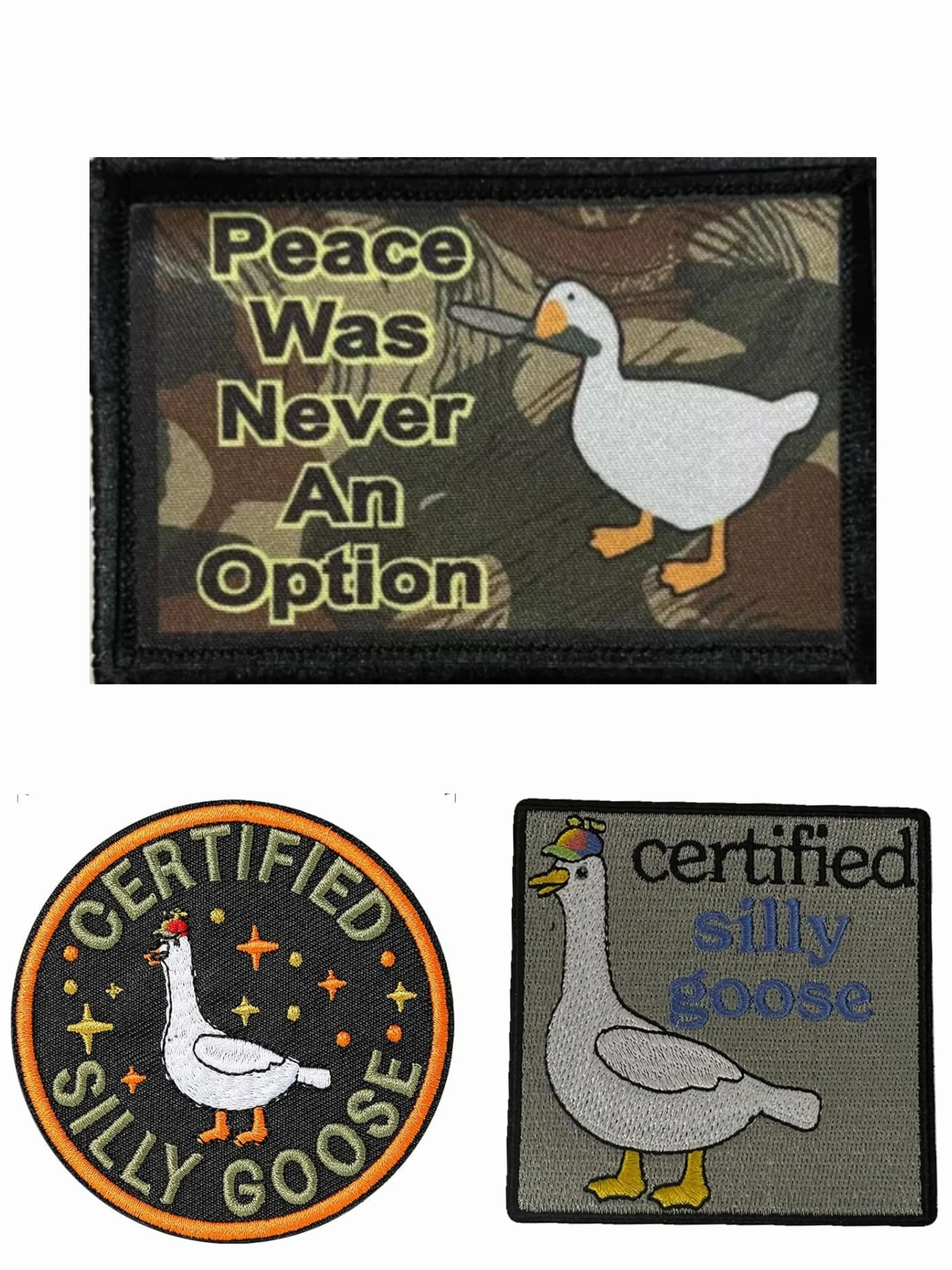 Knife Holding Duck Military Embroidery Patch Cartoon Animal Personality Hook&Loop Backpack Morale Armband Patches for Clothing