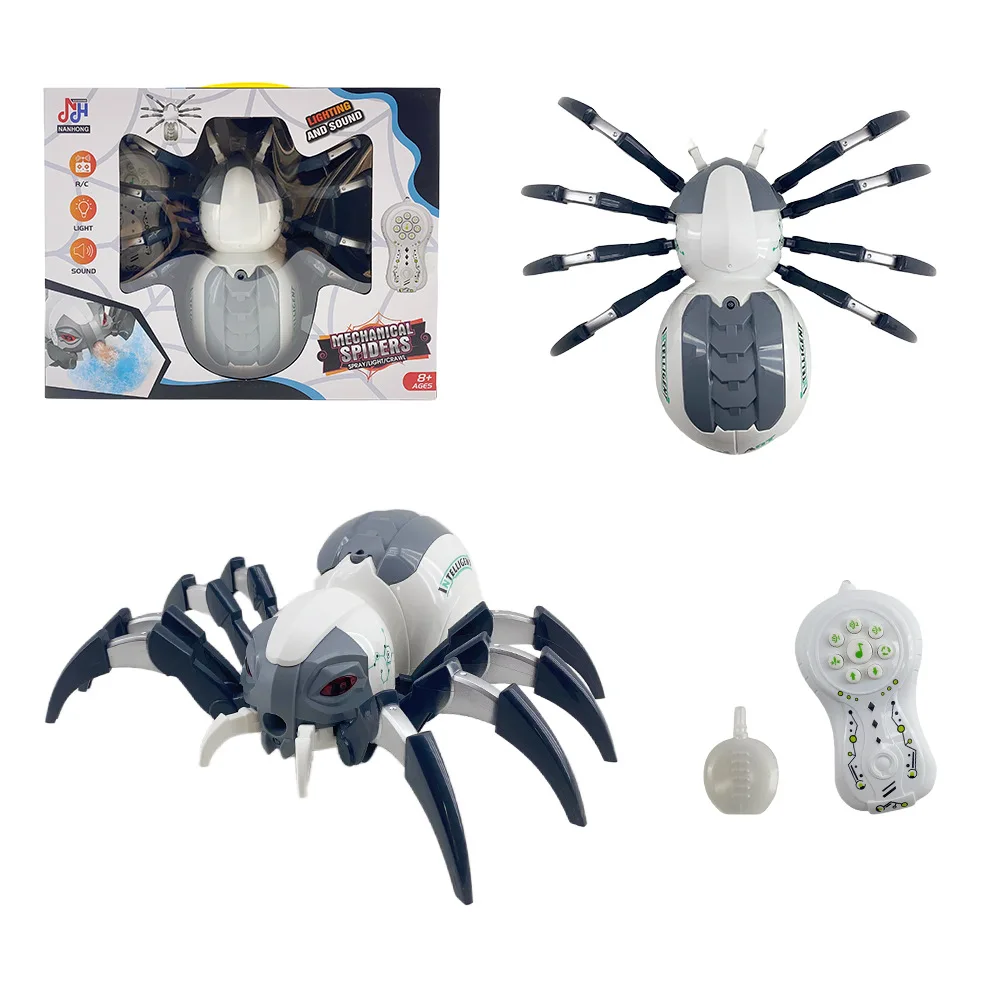 Simulación de Control remoto eléctrico Spray araña luz música Animal baile dinosaurio mecánico niños inalámbrico RC mascota juguete para regalo