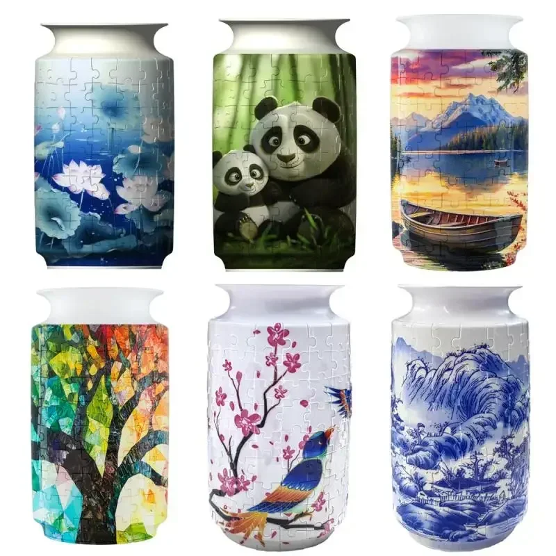 3D Puzzle Vase Creative DIY Handmade Flower Vase Three Dimensional Puzzle Bottle Vase for Arranging Flower Home Decoration Gifts