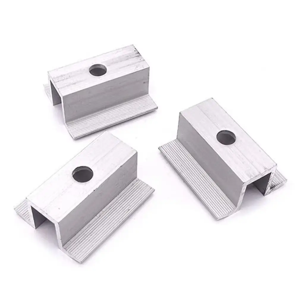 5Pcs 25-50mm Solar Middle Clamp Silver Aluminum Alloy PV Middle Clamp Corrosion Resistant 3mm Thickness Photovoltaic Bracket