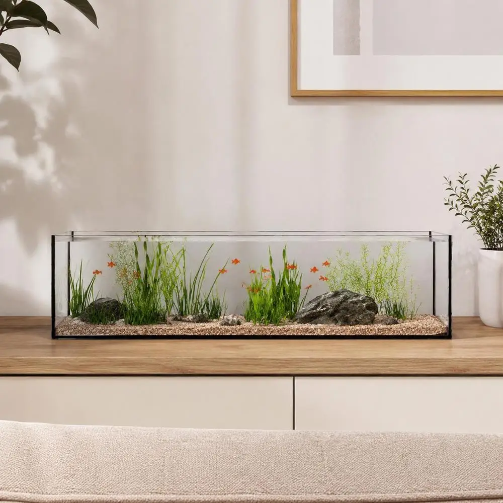 Transparentes Aquarium mit Stauraum 80x20x20cm, robustes Glas, perfekt für Zuhause