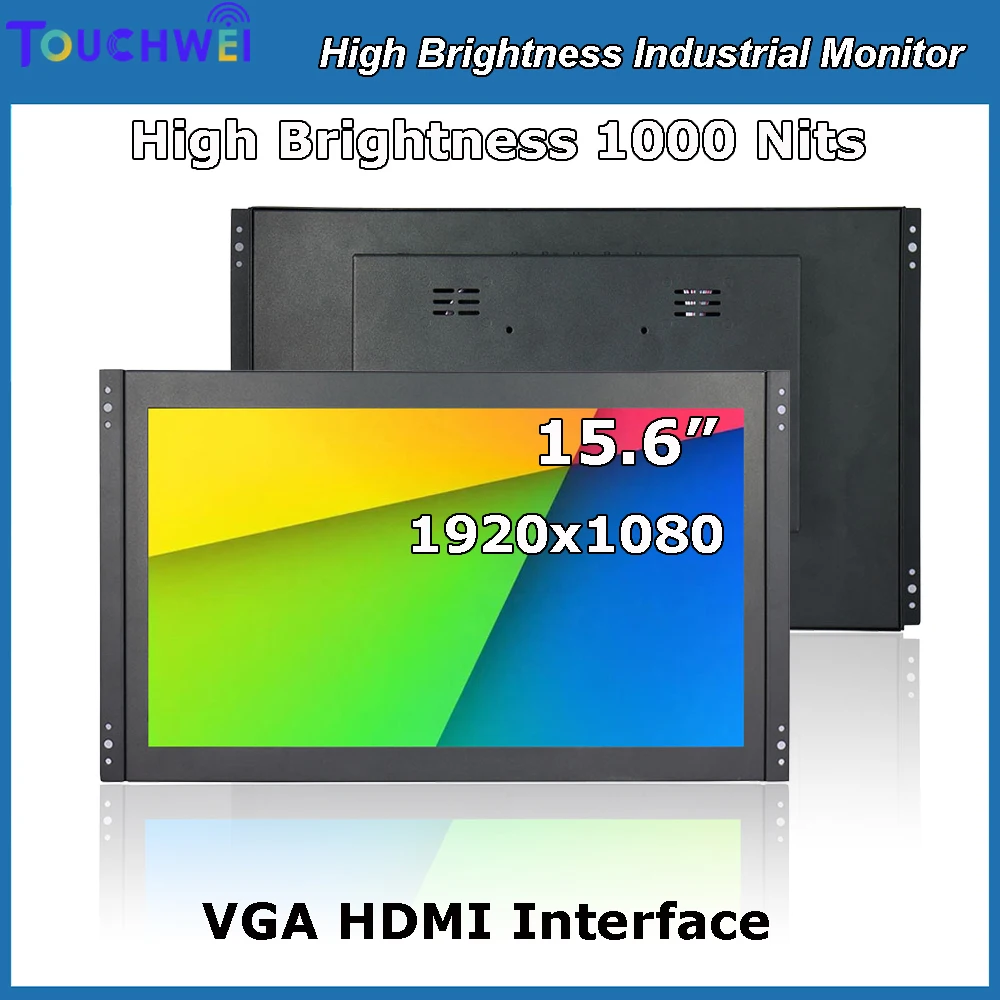 

15.6 Inch Open Frame 1000 Nits 1920x1080 Resistive/Capacitive Touch Screen Monitor With VGA HDMI For Kiosk/Industrial Machine