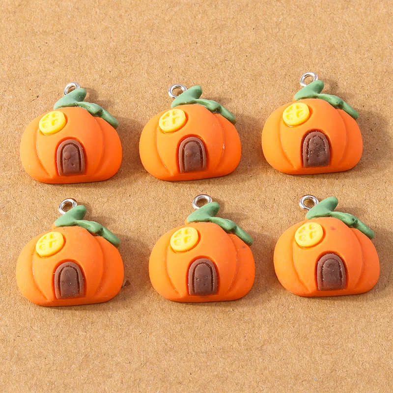 10 Pezzi Ciondoli in Resina a Forma di Zucca di Halloween per Collane, Orecchini, Braccialetti Fai-da-Te, Accessori per Creazione di Gioielli