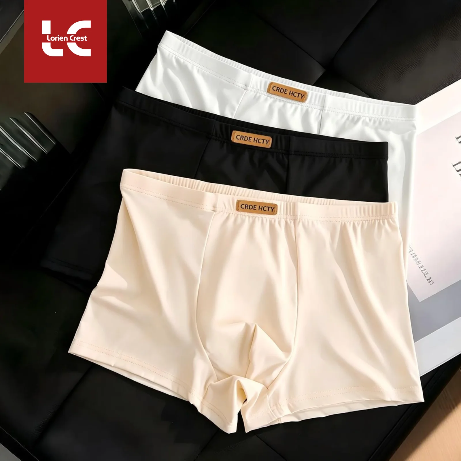 3pcs Men's Ice Silk Smooth Boxer Ergonomic Anti-Chafing No Ride Up Underwear Breathable Antibacterial Smooth Seamless Trunks