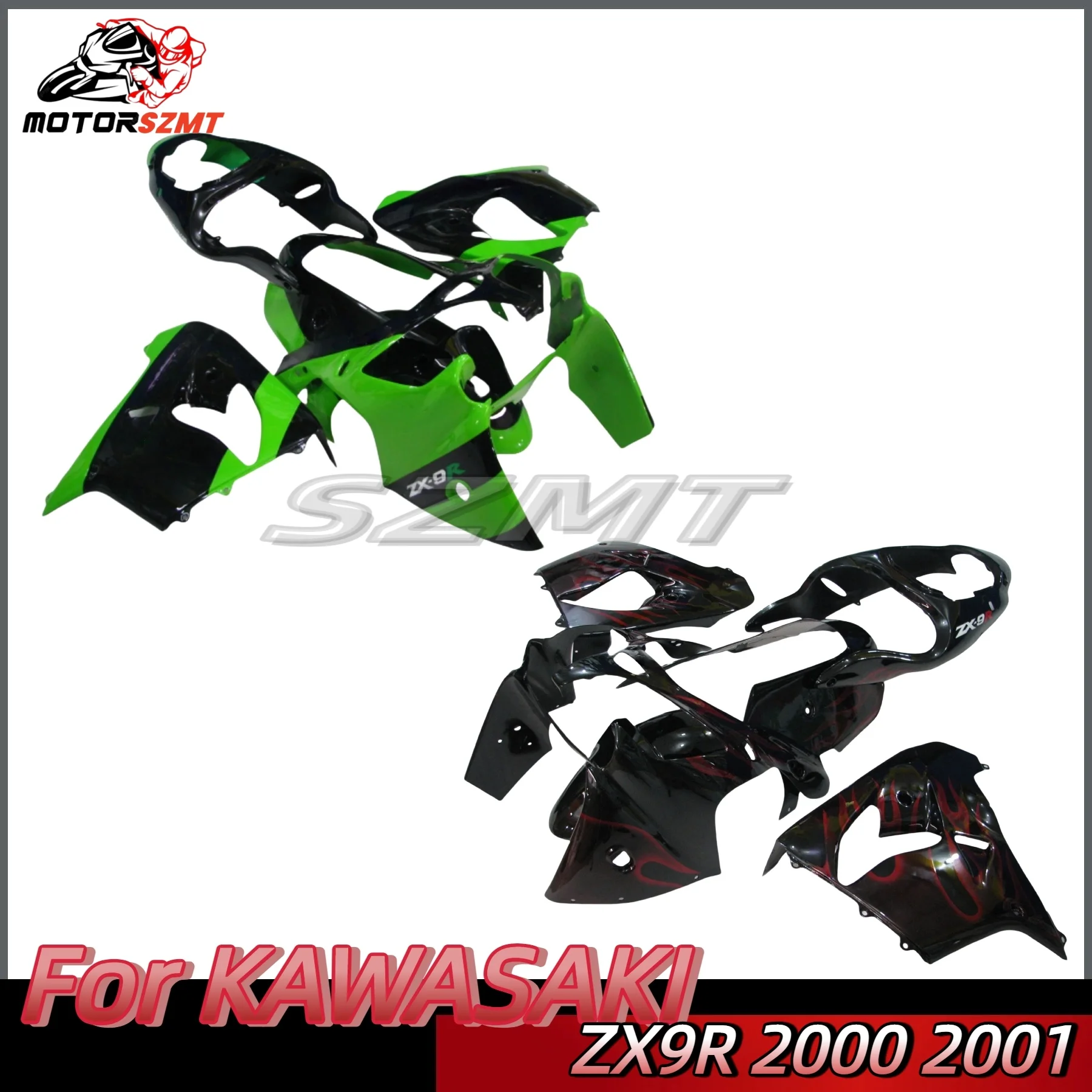 

ABS Injection Motorcycle Fairings for Kawasaki ZX9R ZX 9R 900 2000 2001 Green Painted Fairing Kit ZX900R 00 01 Bodyframe Housing