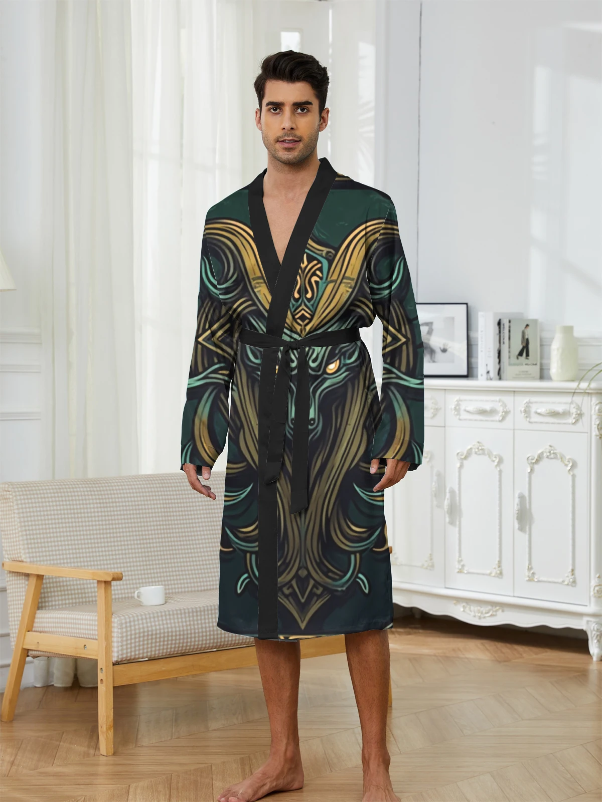 1pcs Men's Robes 2026 Spring/Summer Shower robe Funny pajamas Breathable 3D Printed robe Bathrobe man Bathrobe men Graphic