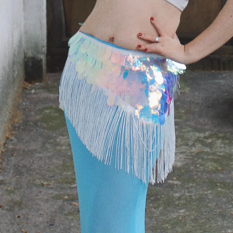 customized Belly Dance Costumes New Set Performance Dress Class Dress Sexy Temperament Practice Clothes Blue Fish Tail Skirt