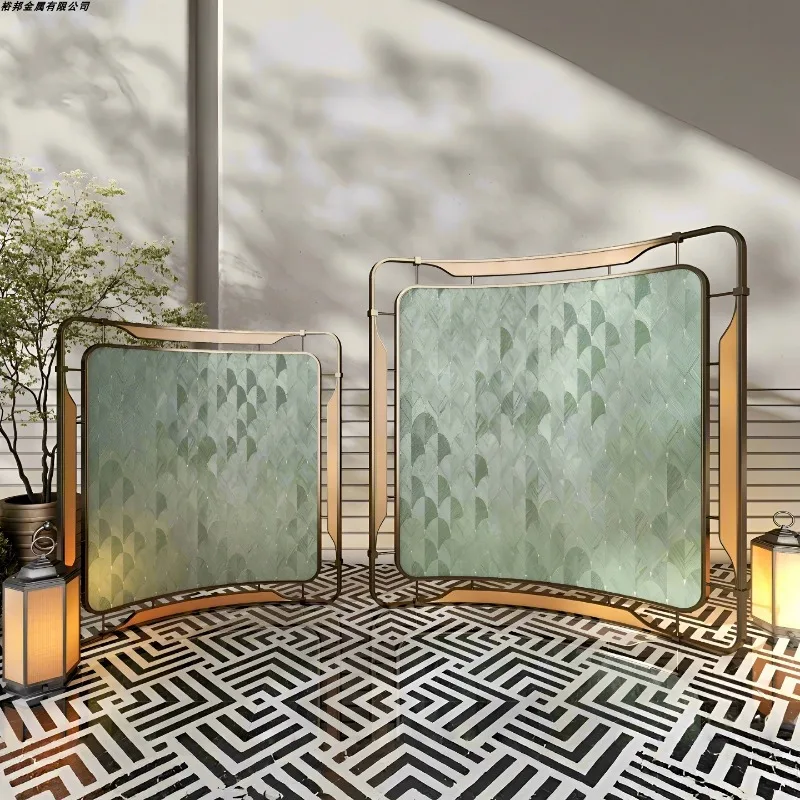 Hall Stainless Steel Curved Partition Entrance Mobile Screen Hotel Crystal Grille Club Sofa Bedroom Background Wall