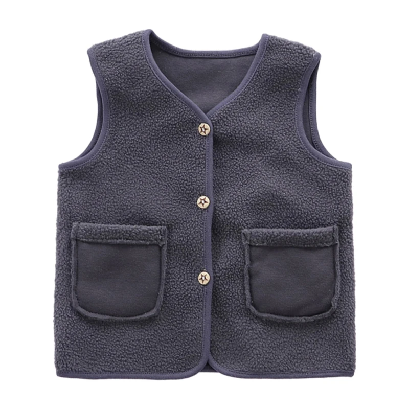 XEB Autumn Winter Baby Lamb Wool Warm Waistcoat Girls Boys Plush Vest Single Breasted Child Warm Fashion Warm Coat