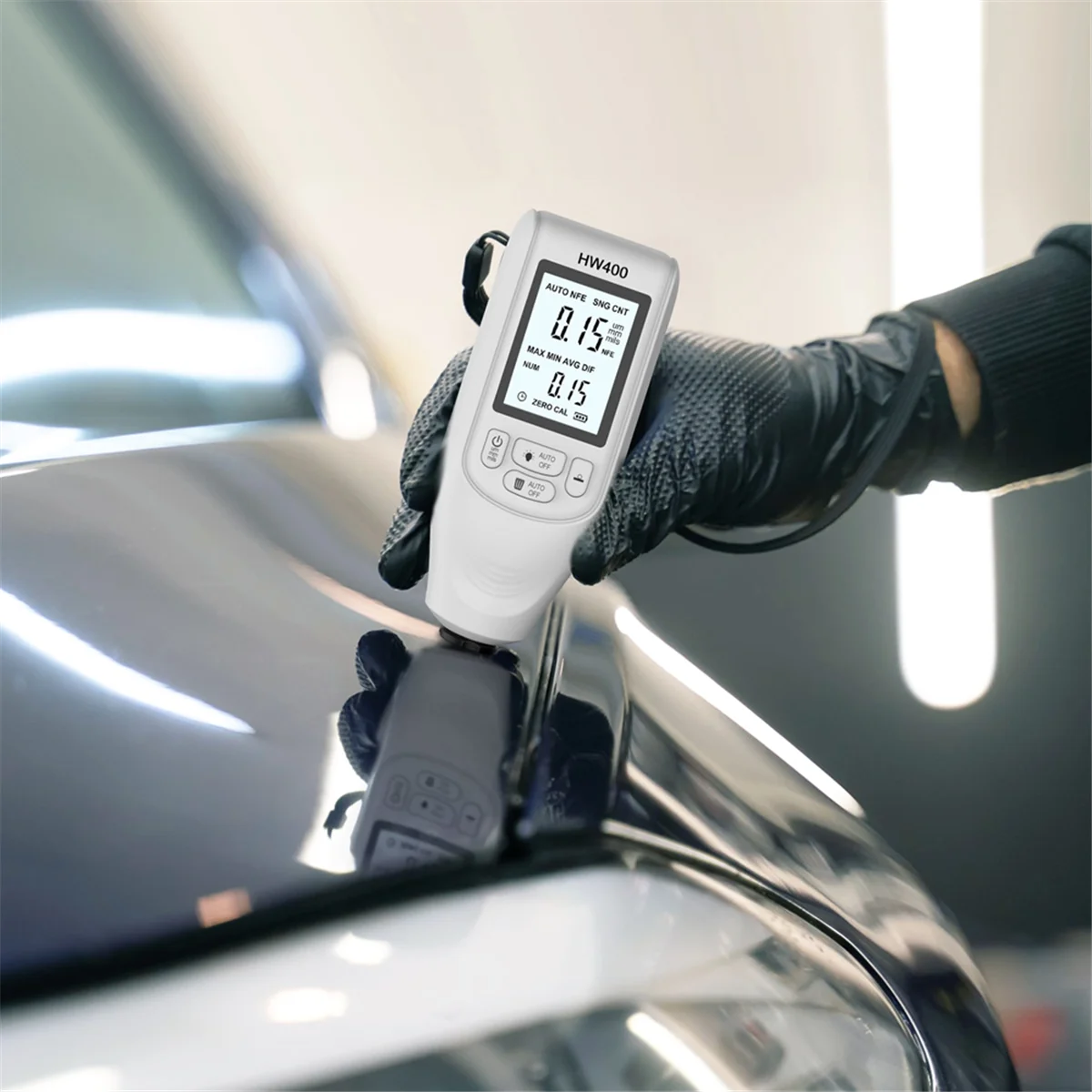 A06K Automatic HW400 Car Paint Thickness Gauge 0-2000UM Inspection Tools Tester Digital Car Paint Measuring Device White