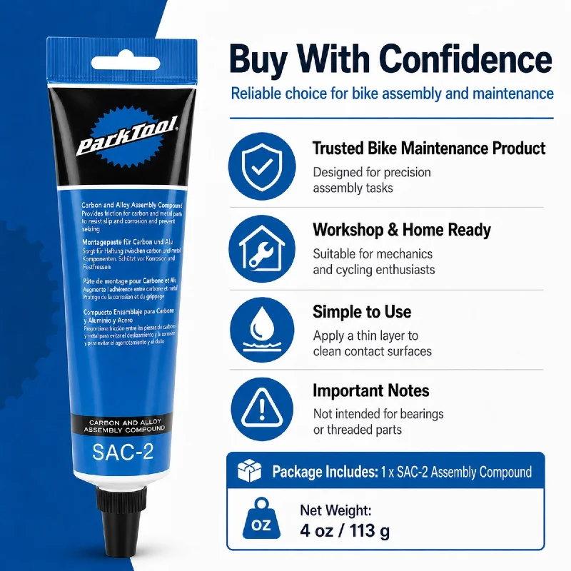 Park Tool SAC-2 ASC-1 SuperGrip Carbon & Alloy Assembly Compound Anti-Slip Paste for Bike Seatpost