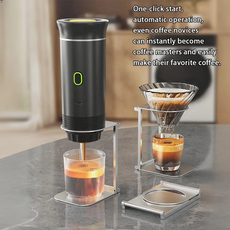 

For Car & Home Camping Coffee Maker 3-in-1 Capsule Powder Travel Coffee Maker Wireless Electric Portable Espresso Coffee Machine