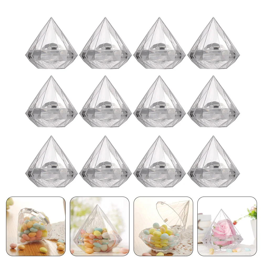 

12 Pcs Diamond Candy Box Holder Plastic Storage Decor Gift Organizer Wedding Accessories Bride The