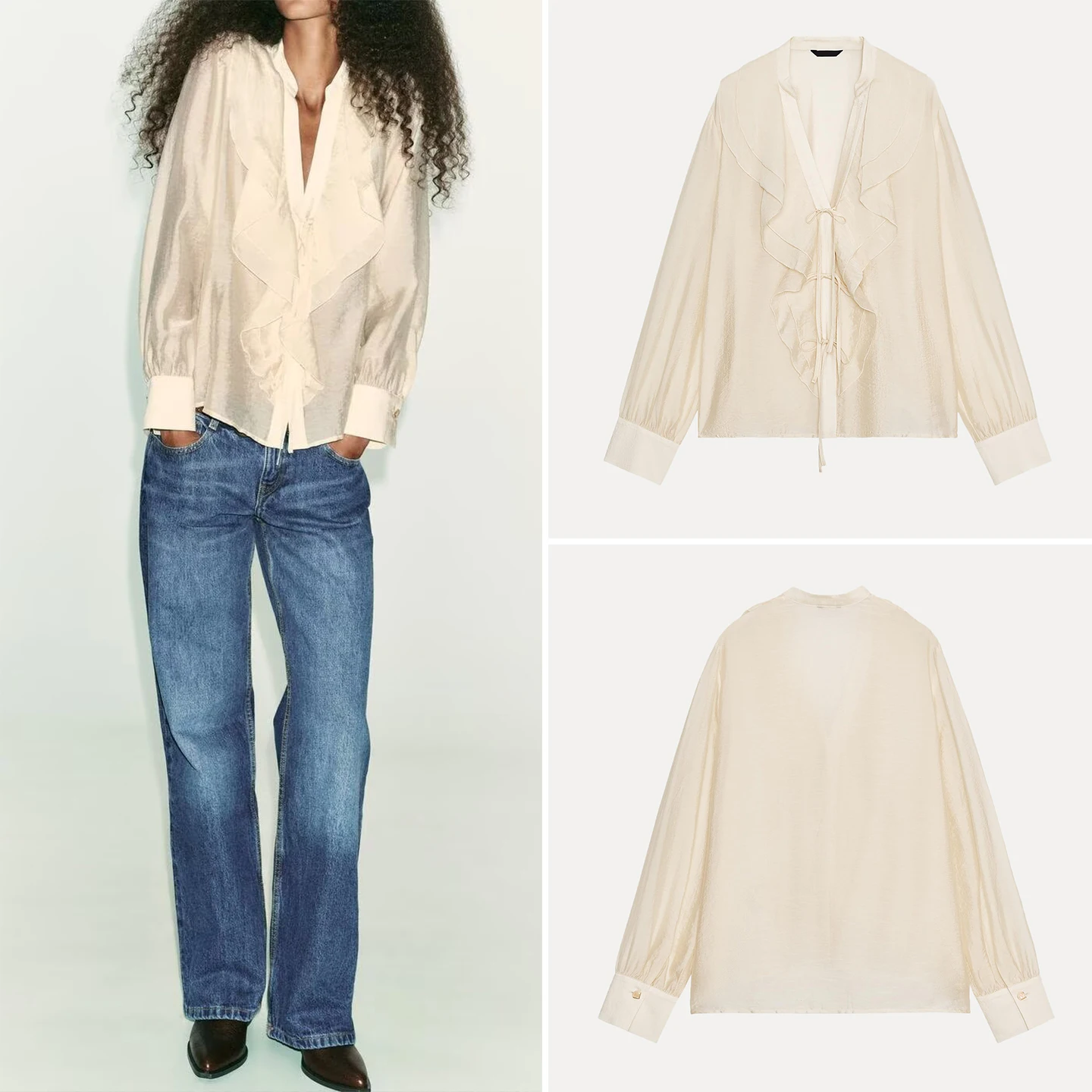 Z Faion irt Nodo Decorazione da donna Design a strati Ele Sle Long Sve V-Ne Chiusura con bottoni