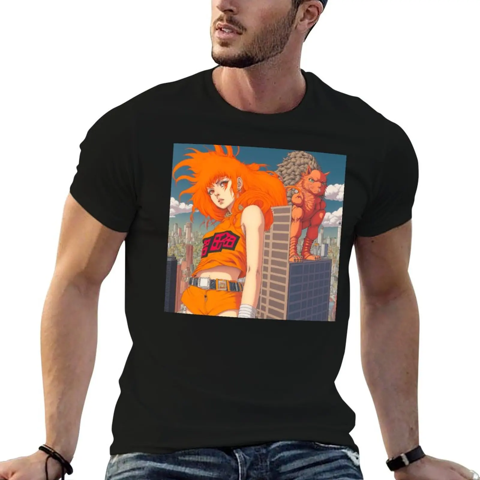 Big Orange - Anime Kaiju Girl T-Shirt man graphic t shirt man t shirt designer man t shirt cotton high quality T-shirt
