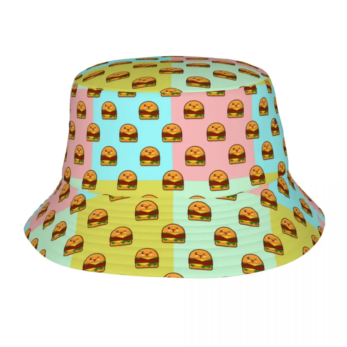 Custom Cute Cartoon Burgers Bucket Hats For Men Women Printed Summer Travel Beach Fisherman Cap