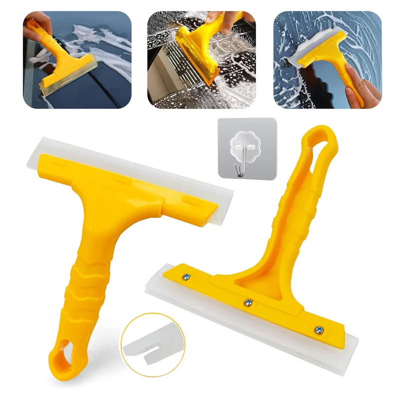 

Car Wash Cleaning Scraper Window Squeegee with 2-ply Soft Silicone Blade and Anti-Slip Handle Mirror Glass Water Removal