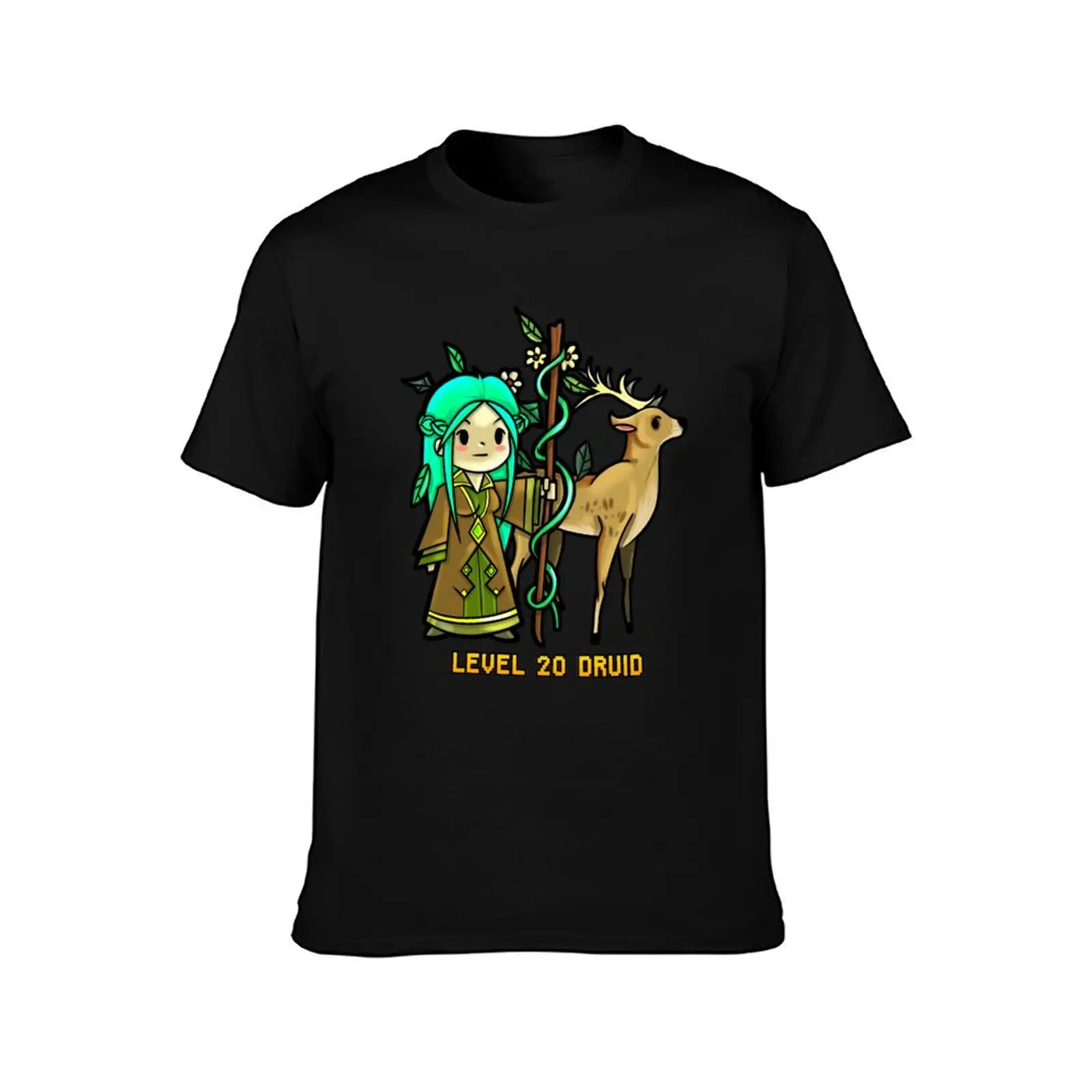 Level 20 Druid T-Shirt Summer Casual Cotton Tee Oversized Streetwear Tops Vintage Graphic Print Loose Fit Short Sleeve