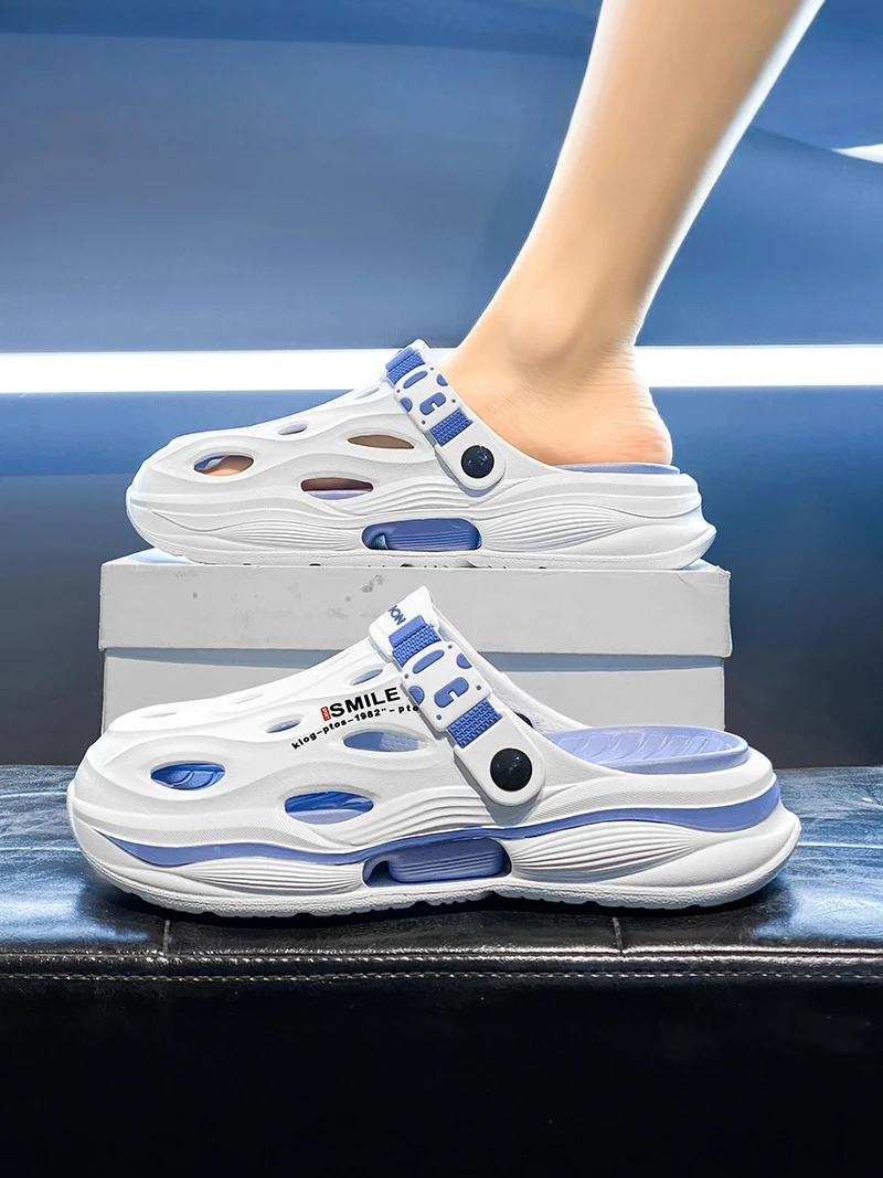 Men's Summer Outdoor Wear Thick Bottom Clog Shoes Casual Sports Driving Two Users Outdoor Water Beach Sandals Comfortable Fli...
