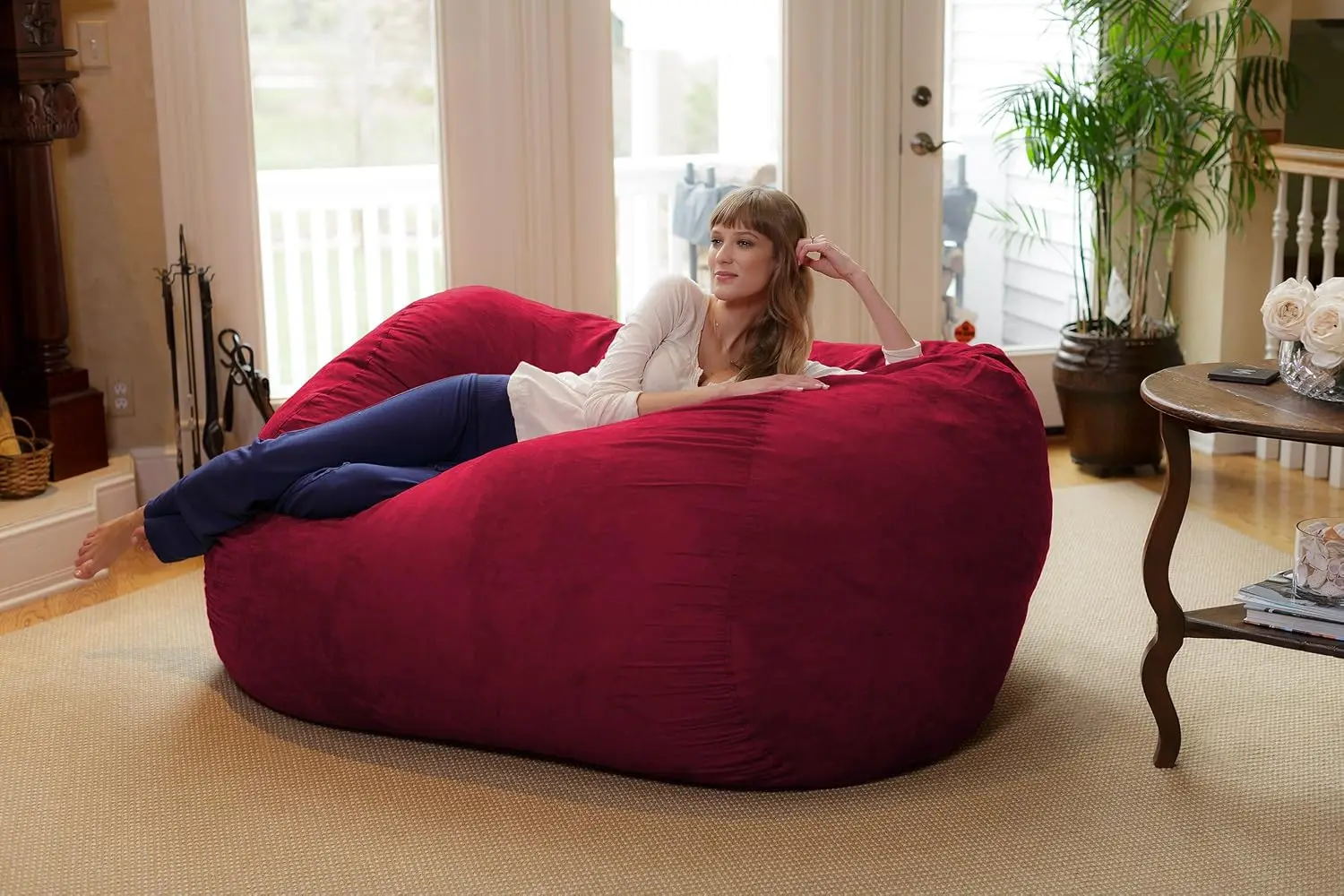 Bean Bag Chair: Huge 6' Memory Foam Furniture Bag and Large Lounger - Big Sofa with Soft Micro Fiber Cover - Cinnabar